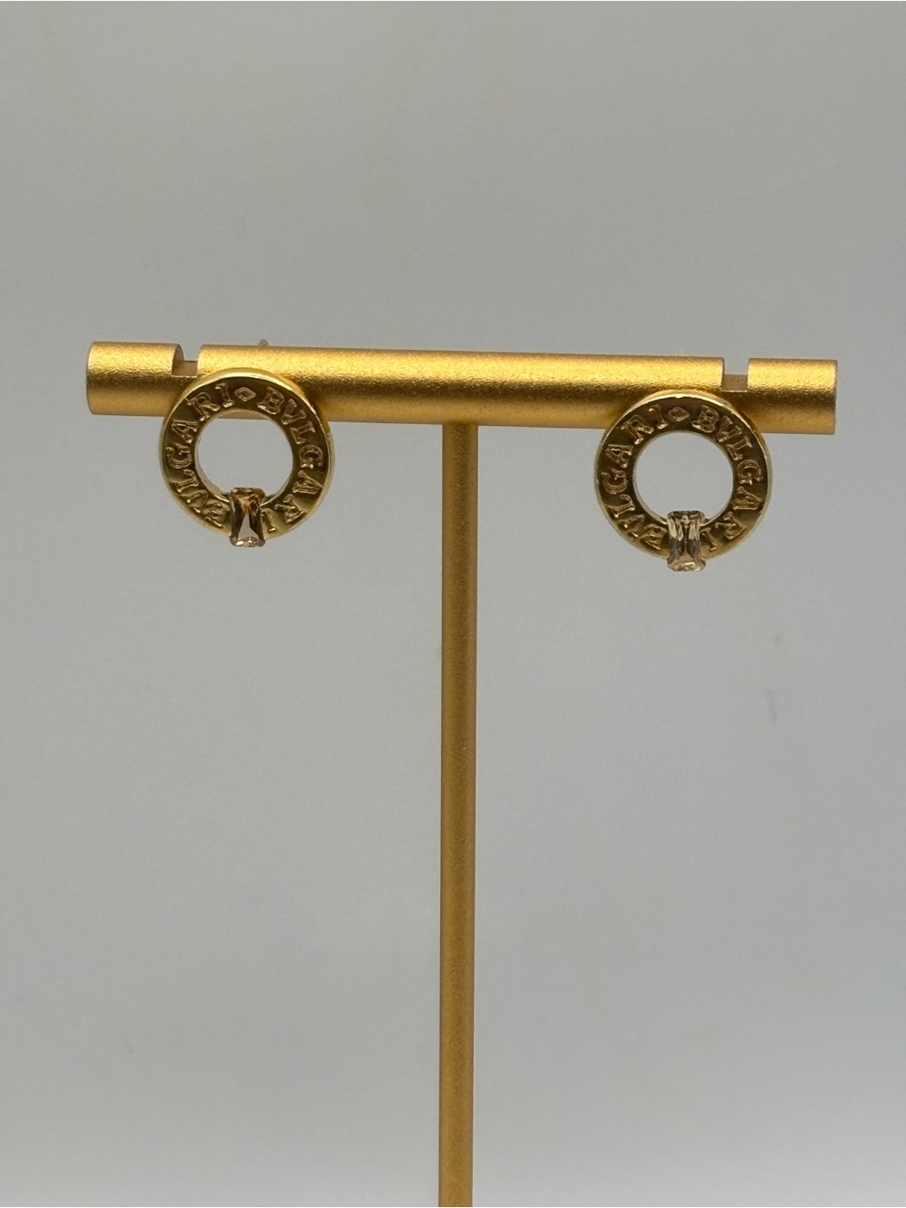 BVLGARI Gold-Tone Circular Logo Stud Earrings